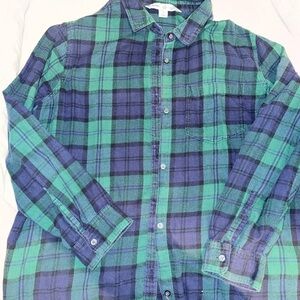 Old Navy “The Classic Shirt” Flannel Green and Navy Plaid Shirt